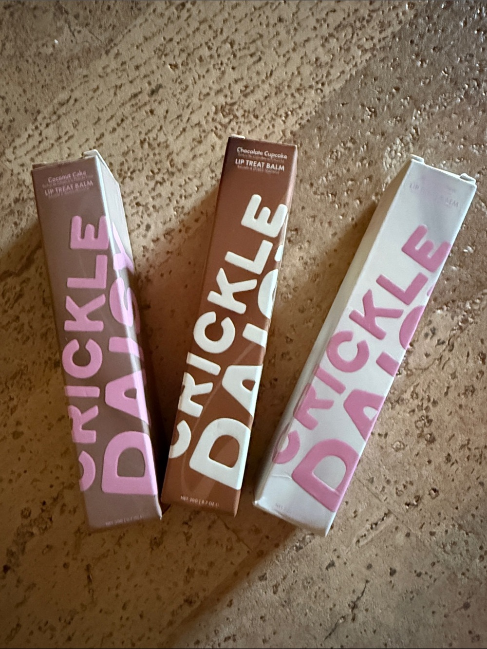Crickle Daisy Lip Treat Balm Trio - Marshmallow, Chocolate Cupcake, Coconut Cake